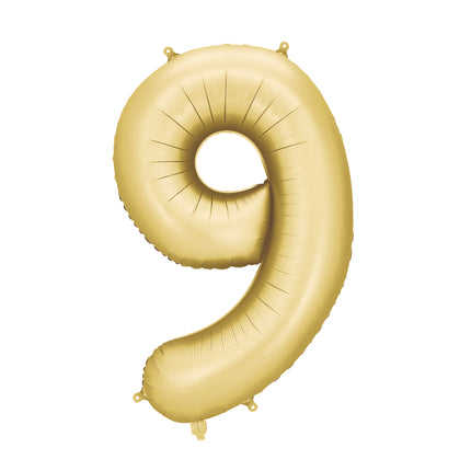 9 Jahre Figur Ballon Gold Satin Folie Leer 86cm