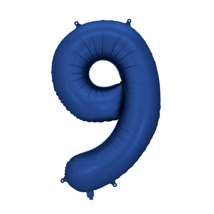 9 Jahre Figur Ballon Blau Satin Folie Leer 86cm