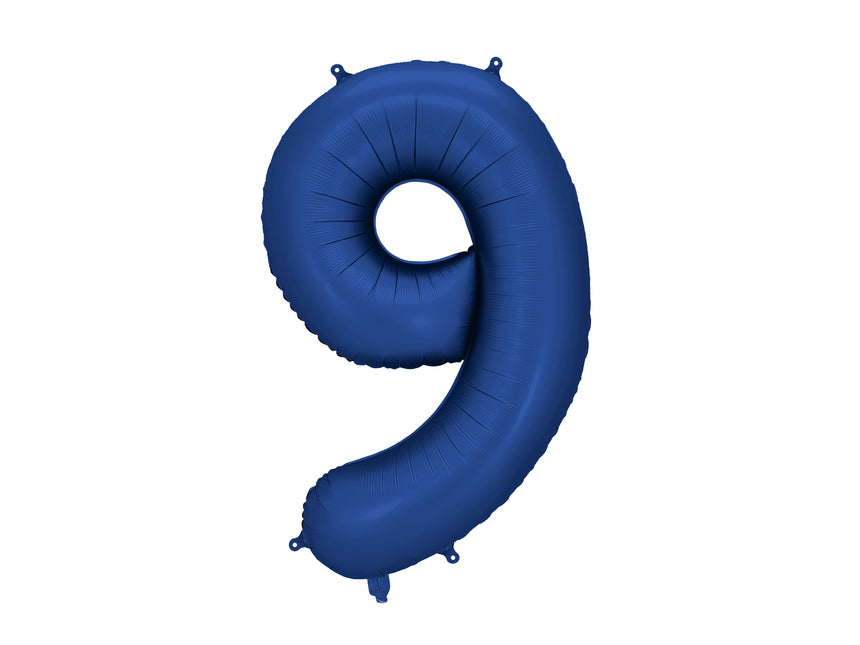 9 Jahre Figur Ballon Blau Satin Folie Leer 86cm