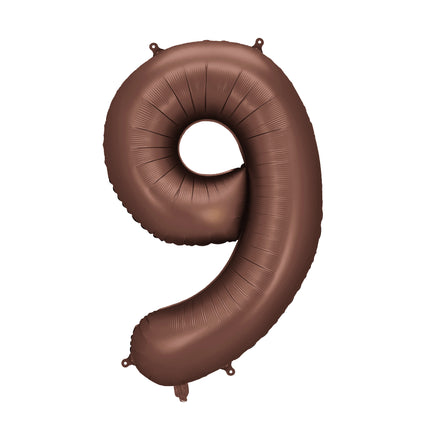 9 Jahre Figur Ballon Braun Leer 86cm