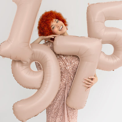 9 Jahre Figur Ballon Beige Glanz Leer 72cm