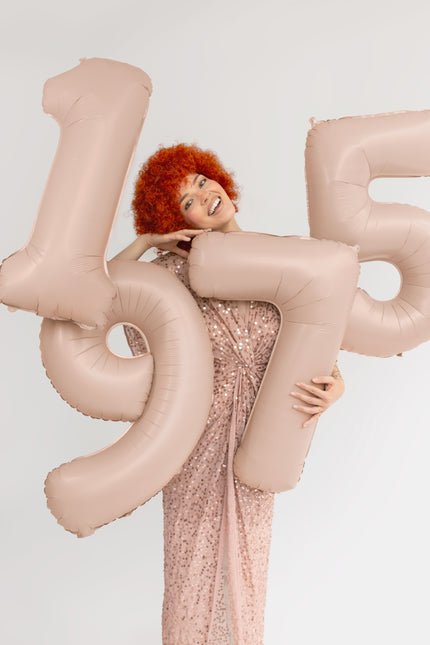 9 Jahre Figur Ballon Beige Glanz Leer 72cm