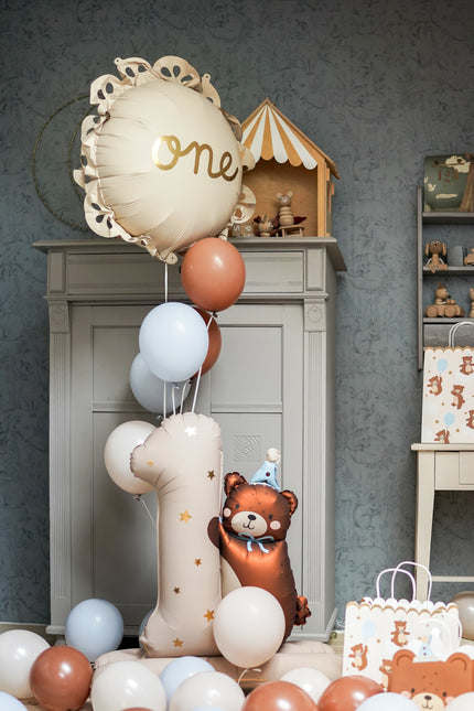1 Jahr Helium Ballon Beige Leer 51cm