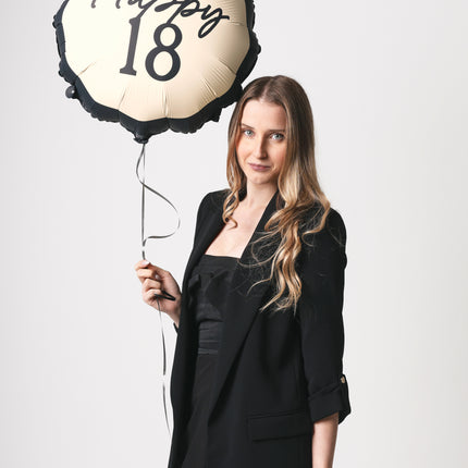 18 Jahre Helium Ballon Schwarz Weiß 53cm
