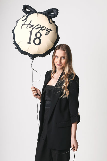 18 Jahre Helium Ballon Schwarz Weiß 53cm