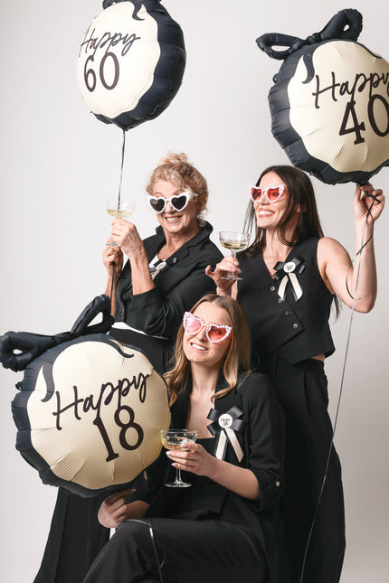 40 Jahre Helium Ballon Schwarz Weiß 53cm