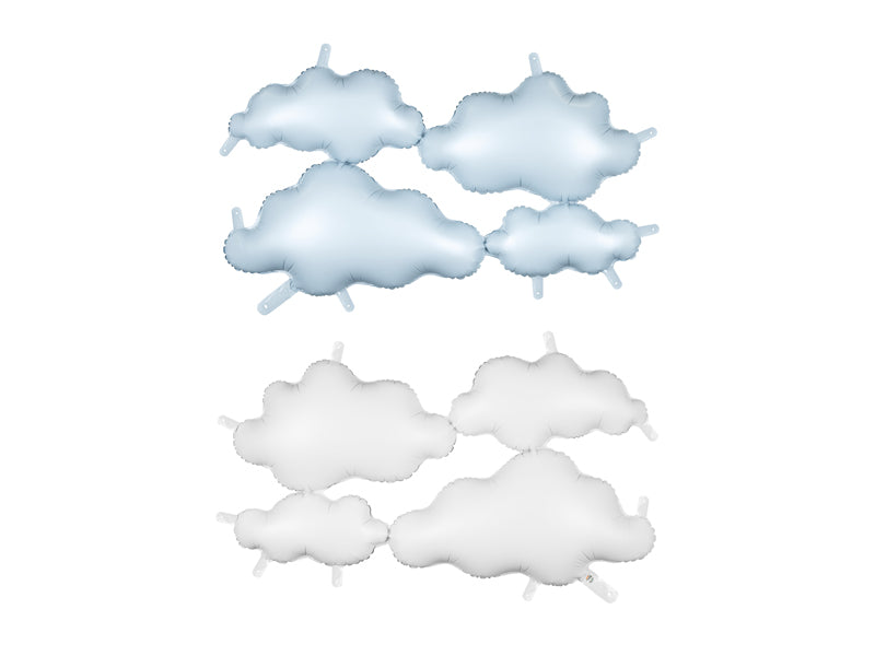 Folienballon Doppelseitige Backdrop Wolken, 99x52 cm, weiß-hellblau