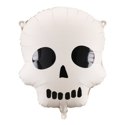 Halloween Heliumballon Weiß Schwarzer Totenkopf Leer 41cm