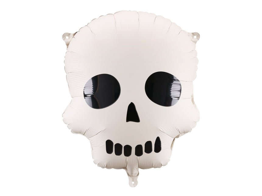 Halloween Heliumballon Weiß Schwarzer Totenkopf Leer 41cm