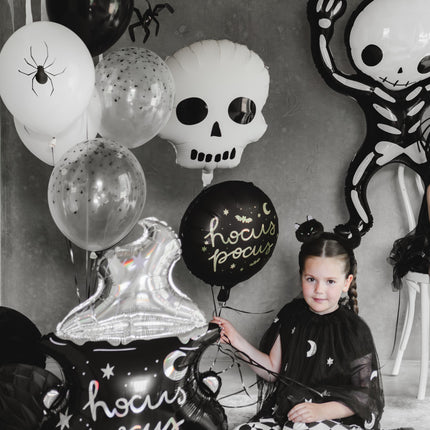Halloween Heliumballon Weiß Schwarzer Totenkopf Leer 41cm