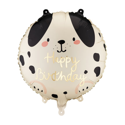Folienballon rund Dog Happy Birthday, 35x35 cm, Mix