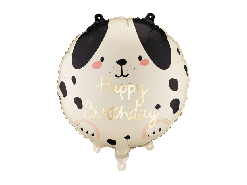 Folienballon rund Dog Happy Birthday, 35x35 cm, Mix