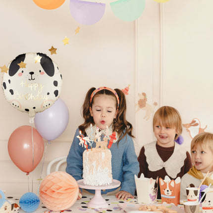 Folienballon rund Dog Happy Birthday, 35x35 cm, Mix