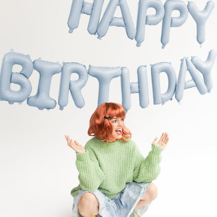 Happy Birthday Briefballon Blau 3.4m