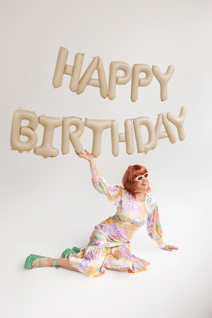 Happy Birthday Letter Ballon Beige 3.4m