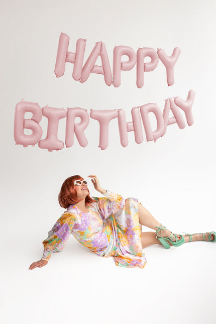 Happy Birthday Brief Ballon Hellrosa 3,4m