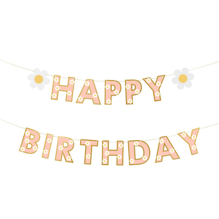 Happy Birthday Buchstabengirlande Gold Rosa 2m