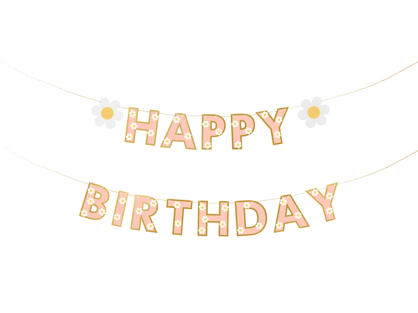 Happy Birthday Buchstabengirlande Gold Rosa 2m