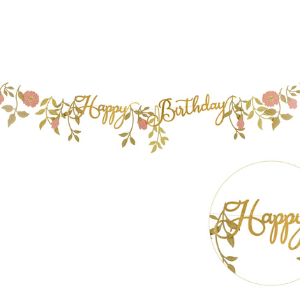 Happy Birthday Girlande Blumen 1,3m