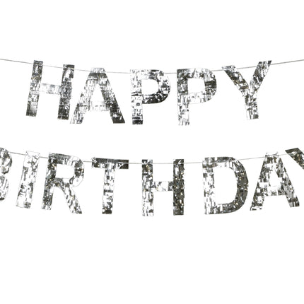 Happy Birthday Buchstabengirlande Silber 2,2m