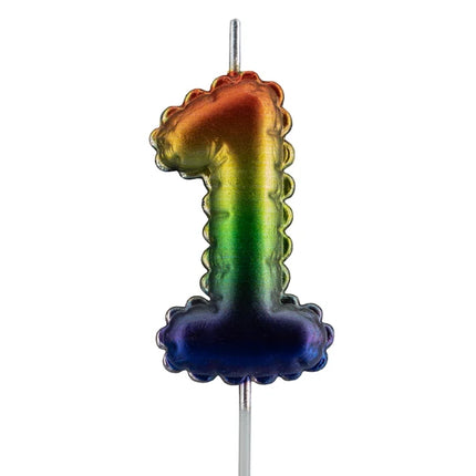 1-Jahres-Kerze „Regenbogen“, 7 cm