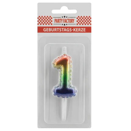 1-Jahres-Kerze „Regenbogen“, 7 cm