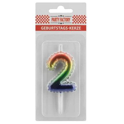 2-Jahres-Kerze „Regenbogen“, 7 cm