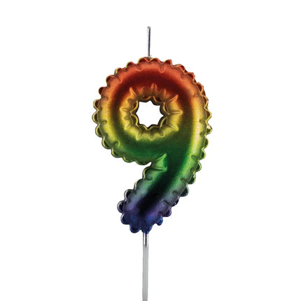 9-Jahre-Kerze „Regenbogen“, 7 cm