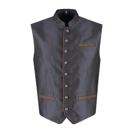 Oktoberfestweste Blau Trachtenweste Jaquard