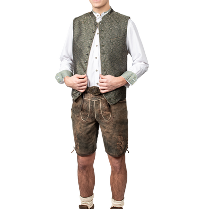 Oktoberfestweste Dunkelgrün Trachtenweste Jaquard