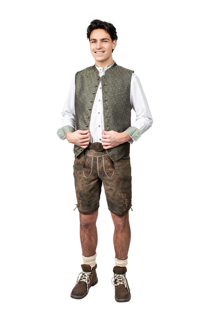 Oktoberfestweste Dunkelgrün Trachtenweste Jaquard