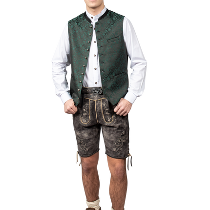 Oktoberfestweste Grün Trachtenweste Jaquard