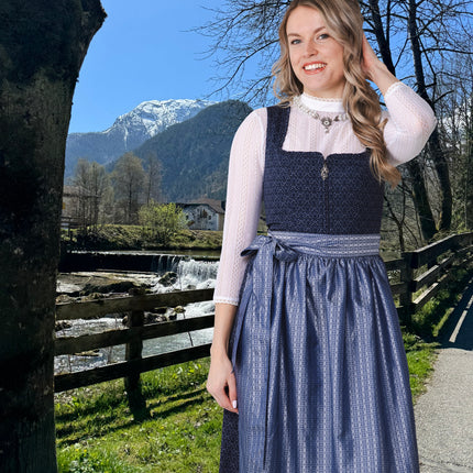 Dunkelblaues Dirndlkleid Oktoberfest Damen mit Taschen 2 Stück