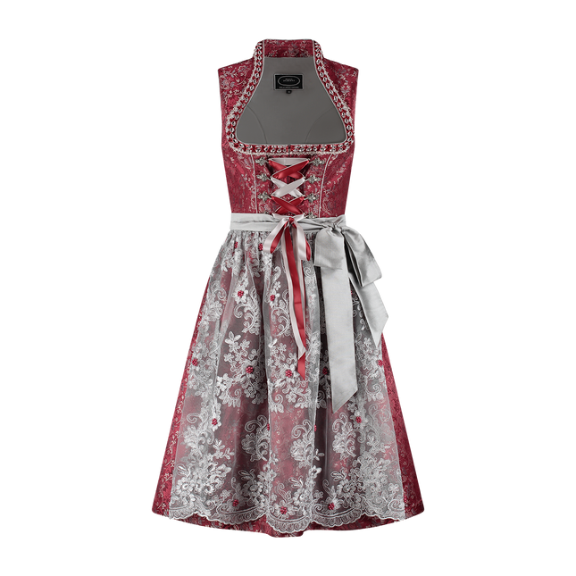 Bordeaux Rotes Dirndlkleid Oktoberfest Damen Spitze 2 Stück