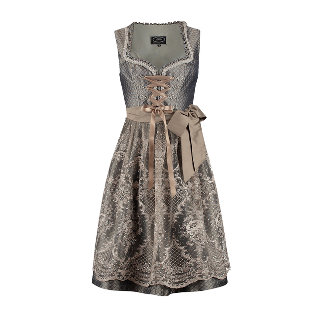 Braunes Dirndlkleid Oktoberfest Frauen Blumen 2 Stück
