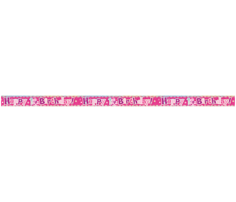 Happy 1St Birthday Banner Rosa 3.65m