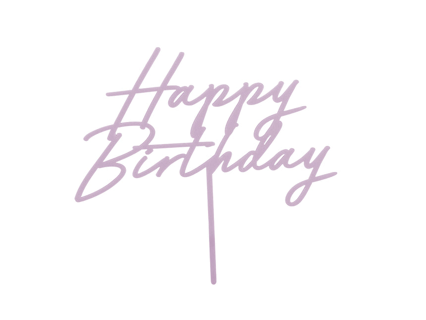 Happy Birthday Tortenaufleger Lila 16,5cm