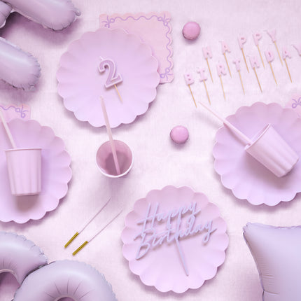 Happy Birthday Tortenaufleger Lila 16,5cm