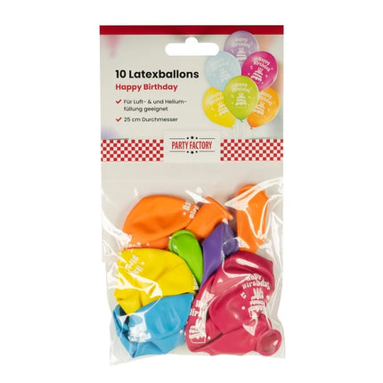 Bunte Luftballons „Happy Birthday“-Torte, 30 cm, 10 Stück