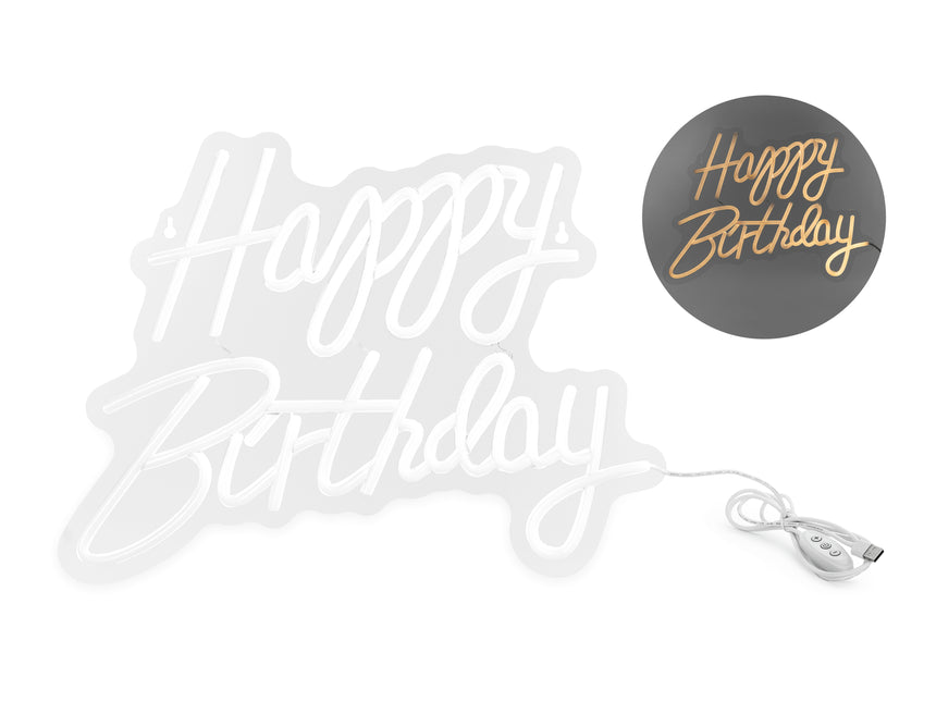 Happy Birthday Leuchtbuchstabe Weiß 40cm