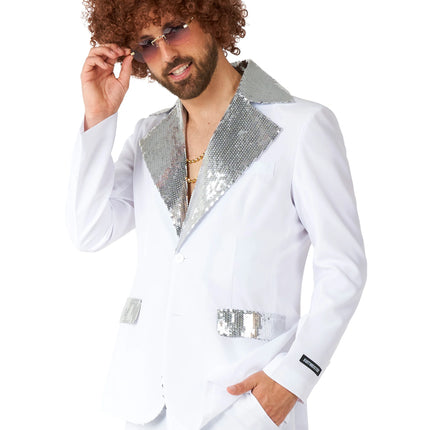 Disco-Kostüm für Herren, weiß, 2-teilig