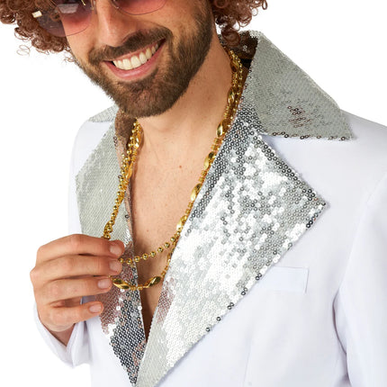 Disco-Kostüm für Herren, weiß, 2-teilig