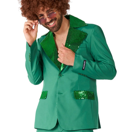 Disco-Kostüm für Herren, grün, 2-teilig
