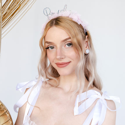 Braut Haarband Rosa Silber