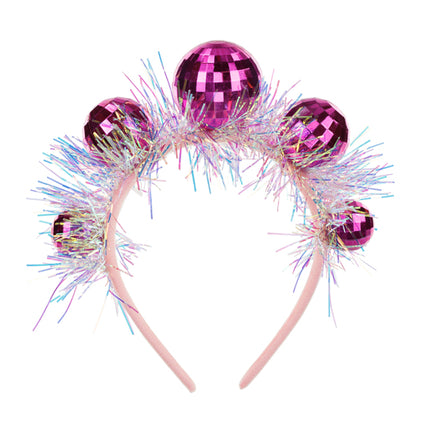 Disco 70S Haarband Rosa Discokugeln
