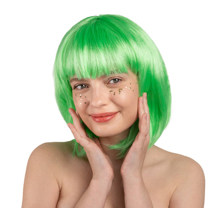 Neongrüne Perücke Bob mit Pony