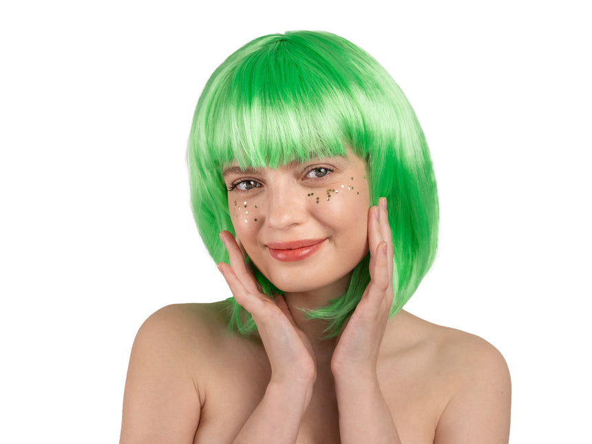 Neongrüne Perücke Bob mit Pony
