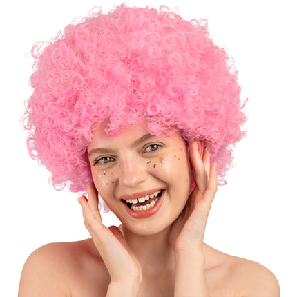 Rosa Perücke Afro