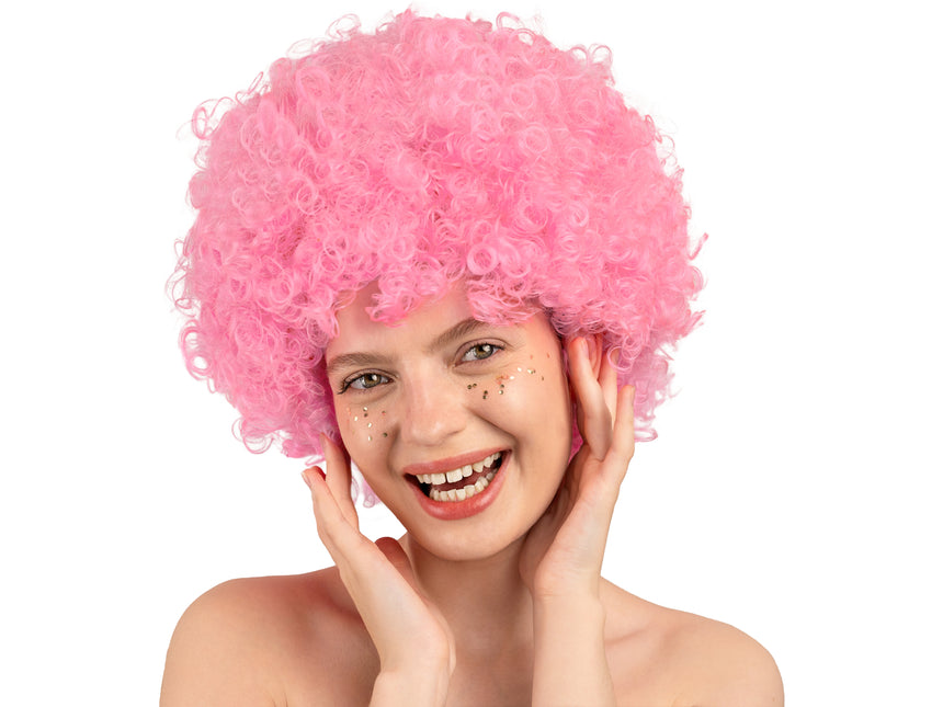 Rosa Perücke Afro