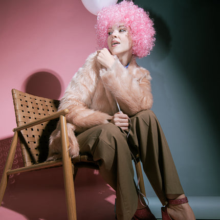 Rosa Perücke Afro